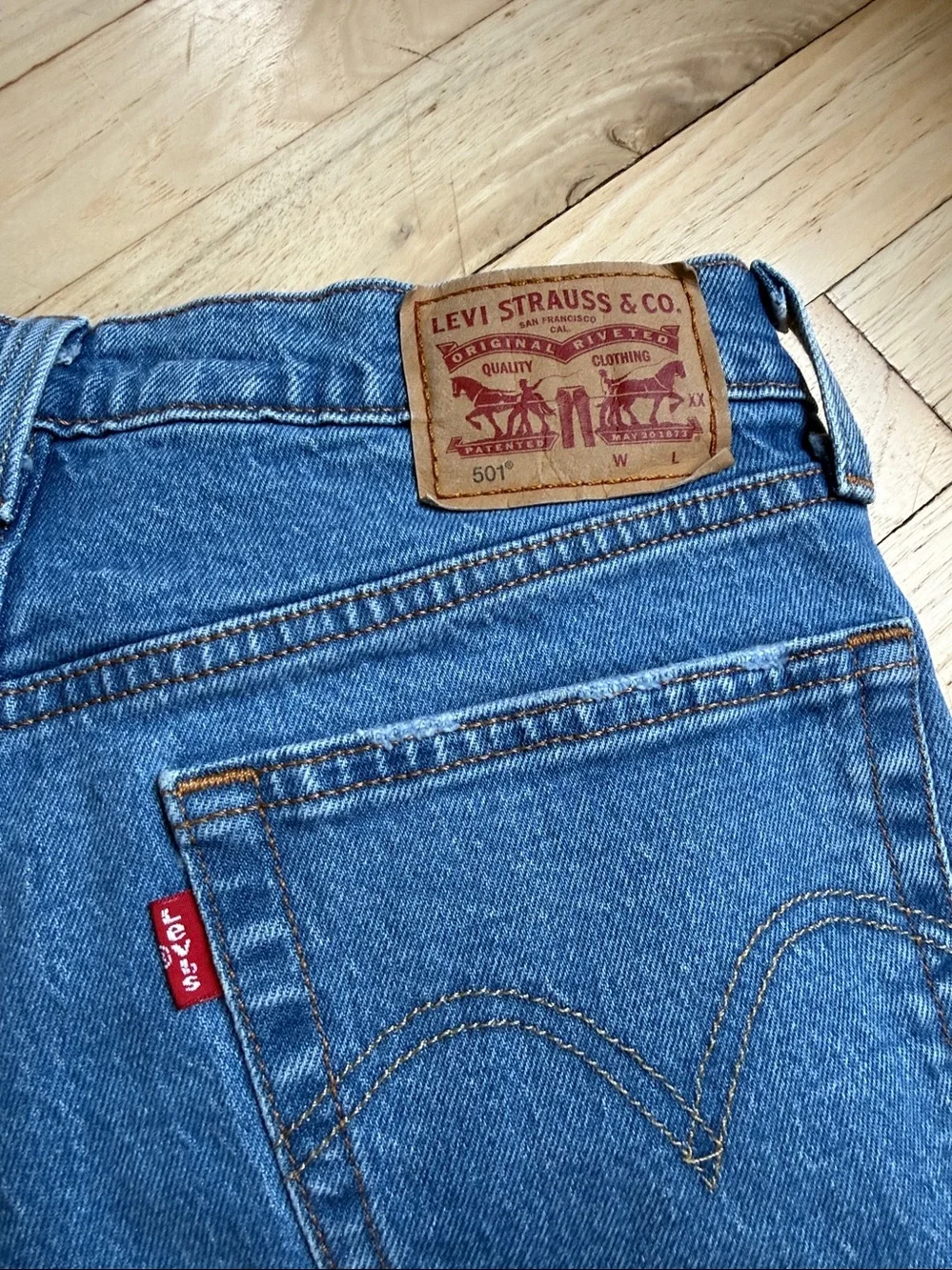 Levi's Distressed Blue Ankle Jeans
